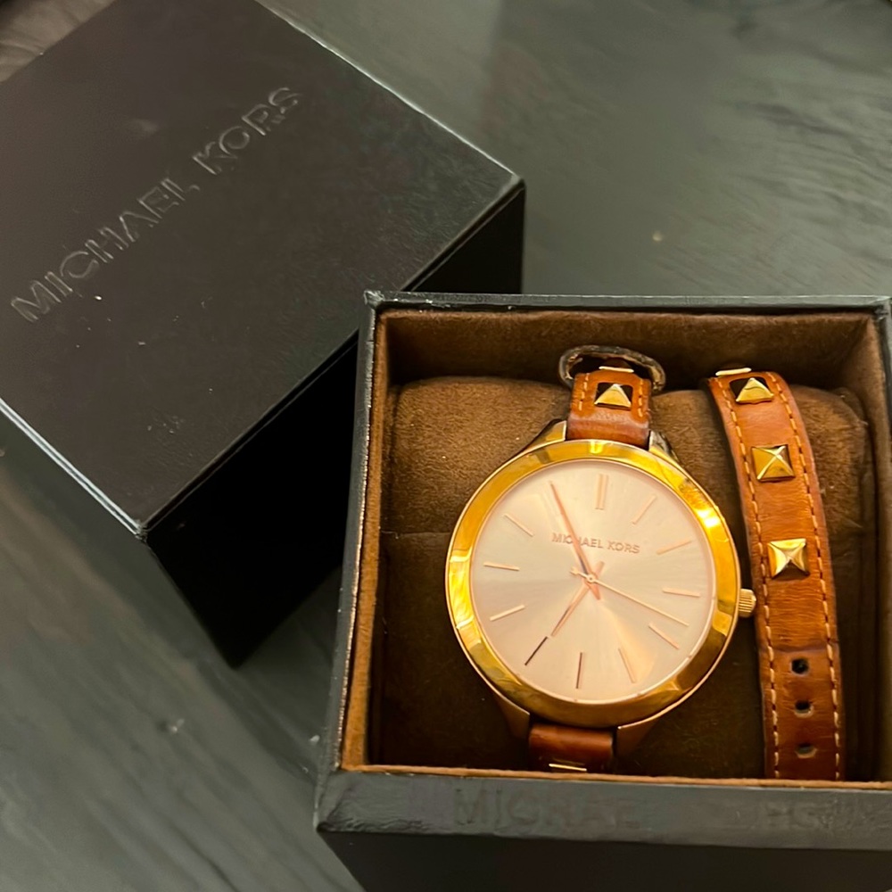 Michael Kors double wrap leather watch
